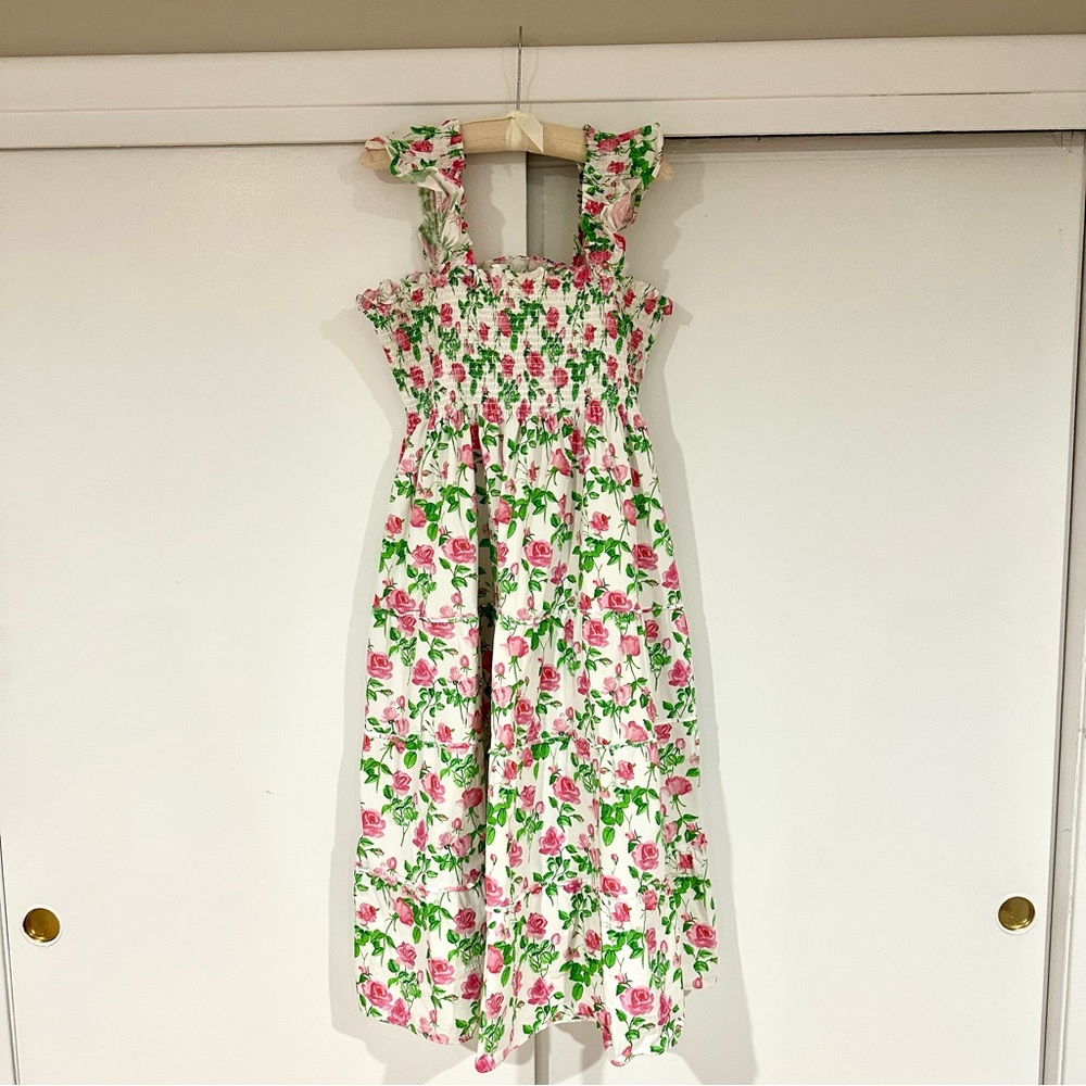 Hill House Floral Midi Dress - Pink and Green